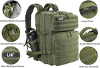 LHI Military Tactical Backpack for Men and Women 45L Army 3 Days Assault Pack Bag Large Rucksack with Molle System - Green