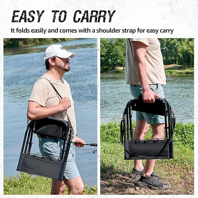 X Strike Portable Fishing Chairs Outdoor Folding Stool for Adults Portable Camping Chair for Ice Fishing,Hunting,Lawn,Patio,Garden,300LBS.