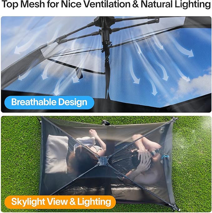 EighteenTek® Shower Tent Camping, 2-Room Portable Changing Room, Outdoor Shower Enclosure, Pop Up Privacy Tent Shelter with Floor & Doors, Waterproof & Lightweight, Camping Toilet Bathroom
