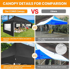 COBIZI 10x30 Pop up Canopy with Roller Bag & 8 Removable Sidewalls, Canopy Tent for Parties, Wedding, and Commercials, Waterproof and Instant Shelter UV50+ Outdoor Gazebo with 4 Sandbags(Black)
