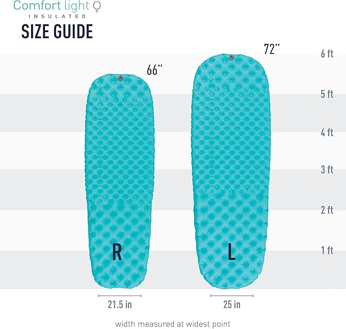 Sea to Summit Comfort Light Insulated Sleeping Pad for Backpacking and Camping, Large (72 x 25 x 2.5 inches)