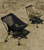 iClimb Ultralight Compact Camping Folding Beach Chair with Anti-Sinking Large Feet and Back Support Webbing (Black - Square Frame)