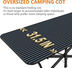 ATORPOK Oversized Camping Cot for Adults with Cushion Comfortable, Extra Wide 31.5'' Folding Bed for Sleeping, Lightweight Folding Bed with Carry Bag Supports 500 lbs