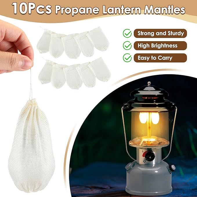 11 Pcs Propane Lantern Mantles with Glass Globe Replacement, Compatible with Coleman Fueled Lanterns, U Shape & Standard Replacement Propane Globe, Camp Lamp Mantle for Outdoor Camping