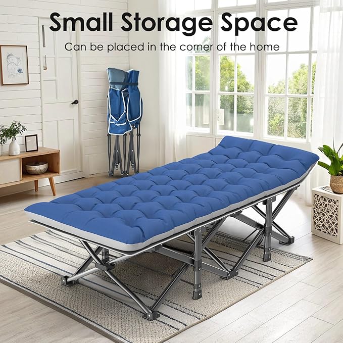Suteck Camping Cot, 32In XXL Folding Camping Cot Heavy Duty Sleeping Bed for Adults 1200D Double Layer Oxford Cots for Camping W/Pilllow Mattress Carry Bag for Home Office Nap Beach Travel, 900LBS