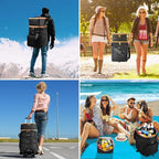 Odoland 48/72 Can Rolling Cooler Bag with Wheels & Handle, Collapsible Insulated Ice Chest for Beach, Camping & Tailgating - Portable Travel Soft Cooler on Wheels, Collapses for Easy Storage