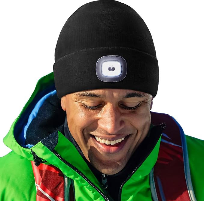 HEAD LIGHTZ® Rechargeable LED Beanie Hat – Hands-Free Lighted Cap for Running, Walking & Camping – As Seen on Oprah’s Favorite Things – Machine Washable, Unisex