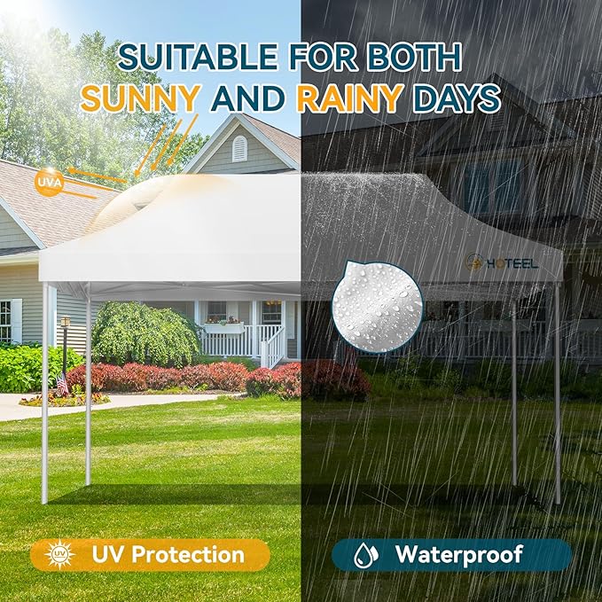 Hoteel 10x15 Pop Up Canopy Tent Heavy Duty Without Sidewalls, Waterproof Party Tent, Easy Set-up Commercial Instant Tents with Roller Bag & Sandbags, Hexagonal Leg (1-Year Warranty)
