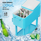 VINGLI 80 Quart Rolling Ice Chest, Portable Patio Party Bar Drink Cooler Cart, with Shelf, Beverage Pool with Bottle Opener