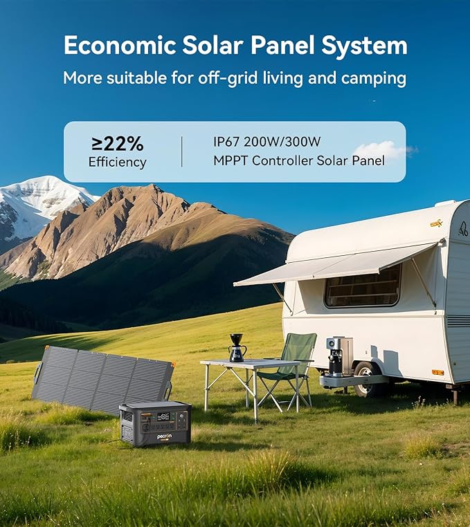 Pecron Portable Power Station F3000LFP with 3840Wh EP3800-48V Extra Battery, 3072Wh Solar Camping Generator, 3600W Solar Generator for RV, Home Use, CPAP (Total 6912Wh Generator Kit)