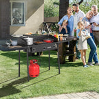 ROVSUN 3 Burner Propane Gas Stove with Side Shelf & Carrying Bag, 225,000BTU Outdoor Burner with Wind Panel & CSA Listed Regulator, Picnic Cooker for Home Patio Cooking Camping Brewing Turkey Frying