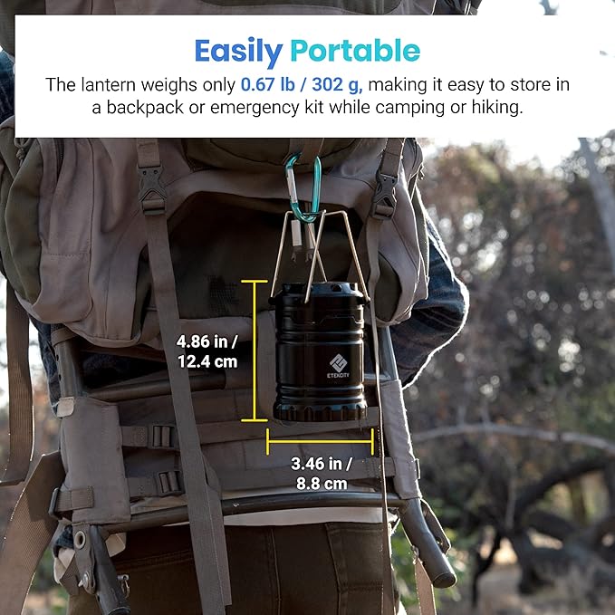 Etekcity Camping Lanterns for Power Outages 4 Pack, Flashlight for Camping Essentials, Survival Kit and Gear, Hurricane Preparedness Items, Emergency Led Battery Operated Lights, Black