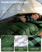 Sportneer Sleeping Bags for Adults, 0 Degree Sleeping Bag XL Flannel Winter Cold Weather Sleeping Bag with Detachable Hood Compression Sack for Camping, Backpacking, Hiking