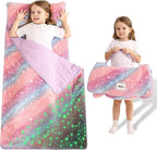 Toddler Nap Mat with Pillow and Blanket, Extra Large Rolled Napping Mats,Slumber Bags for Boys Girls,Kids Sleeping Bag for Daycare, Preschool Travel Camping