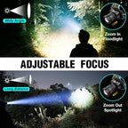 Headlamp Rechargeable 5000 High Lumen: Super Bright LED Head Lamp with Motion Sensor, 9 Modes, IPX7 Waterproof, 90°Adjustable, Zoomable Headlight for Adults Hunting Camping Hiking Running