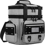 Expandable Tactical Lunch Box, Large Insulated Lunch Cooler Bag Heavy Duty Leakproof Lunch Pail for Men Adults Work Office Outdoor Picnic Trips,16L,Grey