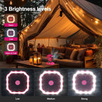 Odoland Portable Camping Fan with LED Lantern, 20000mAh Rechargeable Battery Powered Fan with Auto Oscillation, Timer, Remote, 360° Rotation Hook, 4 Speeds for Power Outage Travel Home,Pink
