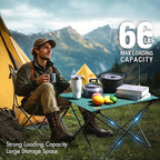 VILLEY Folding Camping Table with Carry Bag, Portable Lightweight Beach Table with Oxford Fabric and Reinforced Aluminum Panel for Outdoor, Camping, Picnic, Backyards, BBQ