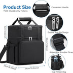 Lunch Box for Men Women, Large Expandable Insulated Lunch Bag, Double Deck Leakproof Cooler Bag for Adults Work Office Outdoor Beach Trips, Black 16L