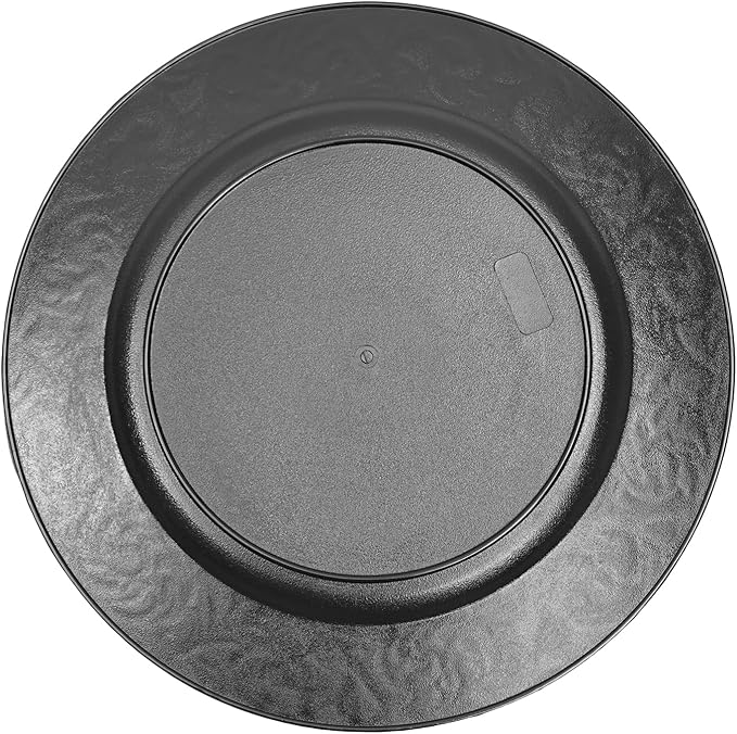 CNCEST 100 PCS Antique Charger Plates Bulk 13'' Plastic Embossed Dinner Plate Chargers Round Floral Plates for Wedding Decorative Chargers for Table Dinner Kitchen Party Decoration (Black)