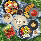 Wrova 40Pack plates and bowls sets for dinner - Unbreakable wheat straw dinnerware sets service for 8 - Alternative plastic 40pcs dish sets for camping,picnic and R.V. - (Black & Grey)