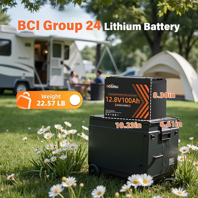 12V 100ah Group 24 LiFePO4 Battery 4000-15000 Deep Cycles Built in BMS Protection Perfect for Trolling Motors, Yacht, Marine, Boat, RV, Home Energy