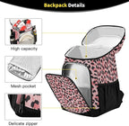 Leopard Pink Cooler Backpack Insulated Waterproof Leak Proof Beach Cooler Bag Lightweight Lunch Picnic Camping Backpack Cooler for Men and Women