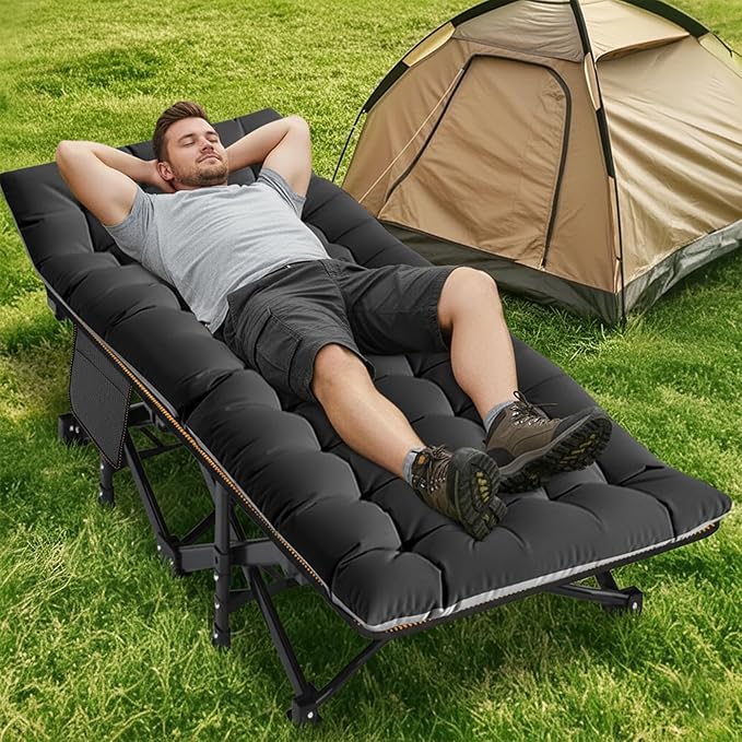 ABORON Heavy-Duty Folding Guest Bed for Adults, 500lb Capacity, Portable Extra Cot with 1207D Double Layer, Ideal for Indoor Guest Stays & Temporary Home Use