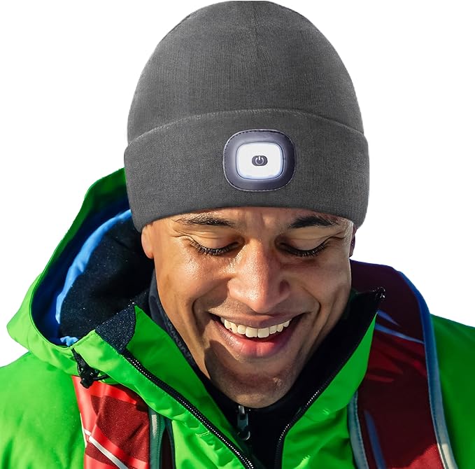 HEAD LIGHTZ® Rechargeable LED Beanie Hat – Hands-Free Lighted Cap for Running, Walking & Camping – As Seen on Oprah’s Favorite Things – Machine Washable, Unisex
