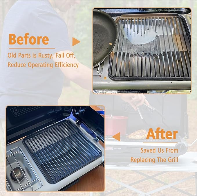 Grill Grates for Coleman 2-in-1 Camping Grill, Cooking Grid for Coleman 2 Burner Propane Stove, Fits Coleman Classic 2-Burner 2000020929 2000020925 2157480 ‎2000038016 Propane Stove Replacement Parts