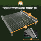 Fireside Outdoor Pop-Up Fire Pit Grill Grates - Folding Campfire Grill Grate Over Fire Pit Grate, Portable BBQ Grills, Camping Cooking, Camping Essentials, Outdoor Cooking - Quad-Fold Grates