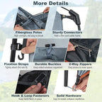Tangkula Double Room Shower Tent, Oversize Space Privacy Tent with Floor, Removable Rain Fly, Inside Pocket, Clothesline, Top Hook, Portable Outdoor Changing Tent for Dressing, Camping, Toilet