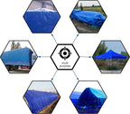 CARTMAN Finished Size 14x30 Feet Blue Poly Tarp 5 Mil Thick, Multipurpose Protective Cover for Camping, Tent, Boat, RV, Car