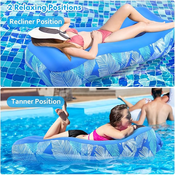 Inflatable Lounger Air Sofa with Unique Sun-Shade Design, Inflatable Beach Bed with Pillow, Waterproof Inflatable Couch Camping Chair Hammock for Hiking Backyard Travel Beach Park Picnics