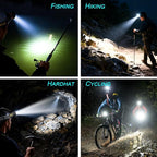 Headlamp Rechargeable 5000 High Lumen: Super Bright LED Head Lamp with Motion Sensor, 9 Modes, IPX7 Waterproof, 90°Adjustable, Zoomable Headlight for Adults Hunting Camping Hiking Running