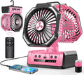 Dual Head Portable Rechargeable Fan 20000mAh Battery Powered Camping Fan Cordless with LED Lantern & Remote, Auto Oscillation, Hook, Battery Operated for Tent Office Travel Picnic Jobsite Orange