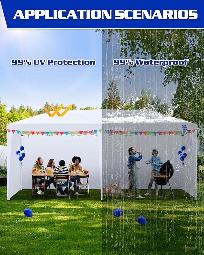 10x20ft Canopy Sidewalls fit 10x20ft Pop Up Tent, Waterproof 99% UV Protection Privacy Enclosure for Outdoor Events and Party, Black (4Pcs Sidewalls Only, Frame and Top Not Included)