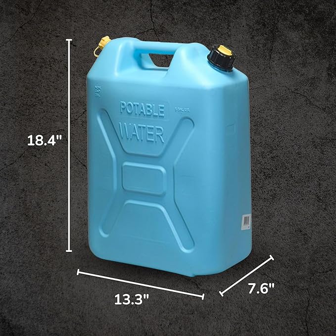 Scepter Portable Plastic Military Style Food Grade 5 Gal Water Jug Container with Reversible Spout for Camping & Emergency Storage, Blue