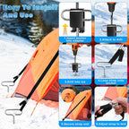 Ice Anchor Tool Kit, Ice Anchor Drill Adapter with Ice Fishing Shelter Stake Screws with Storage Bag, Universal Anchors Accessories for Outdoor Camping Tent or Ice Fishing Shanty Shelter Tent