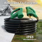 25 FT 30 Amp RV Extension Cord Outdoor, Flexible Heavy Duty 10/3 Gauge STW RV Power Cord Waterproof with Cable Organizer, NEMA TT-30P to TT-30R, Black-Green, ETL Listed