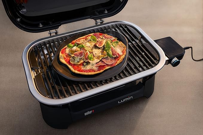 Weber Lumin Portable Outdoor Electric Barbecue Grill for Small Spaces and Travel, Ice Blue