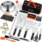 42pcs Griddle Accessories Kit for Blackstone, Flat Top Grill Spatula Set with Enlarged Spatulas, Melting Dome and Burger Press, Professional Hibachi Tools Gifts for Outdoor BBQ Teppanyaki