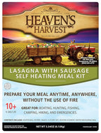 Heaven's Harvest Self-Heating Emergency Meal Kit (10 Year Shelf Life) — Tastier than MRE Meals & Ready-To-Eat in Minutes! Just add water to activate the “cooking” process. (Lasagna w/Sausage) (6-Pack)