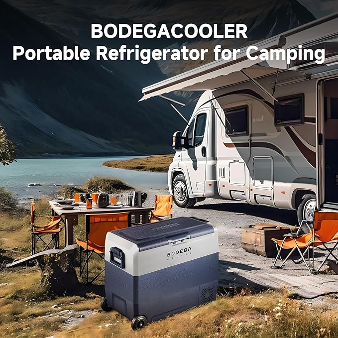 BODEGA BODEGACOOLER 12 Volt Car Refrigerator,64 Quart Portable Fridge Cooler APP Control,-4℉-68℉ 60L Dual Zone Car Freezer Cooler, 12/24V DC and 100-240V AC for Camping,Travel,RV,Boat,Van,Road Trip