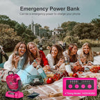 Odoland Portable Camping Fan with LED Lantern, 20000mAh Rechargeable Battery Powered Fan with Auto Oscillation, Timer, Remote, 360° Rotation Hook, 4 Speeds for Power Outage Travel Home,Pink