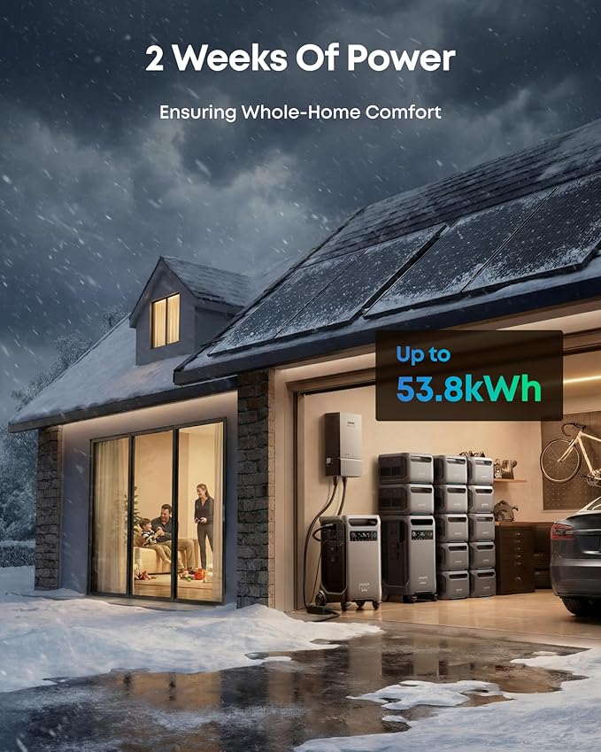 Anker SOLIX F3800 Plus Portable Power Station and Transfer Switch Kit, 3,840Wh, 6,000W AC Output, 120V/240V, Generators for Home Use, Works with Generator, For Power Outages, RVs, and Emergencies