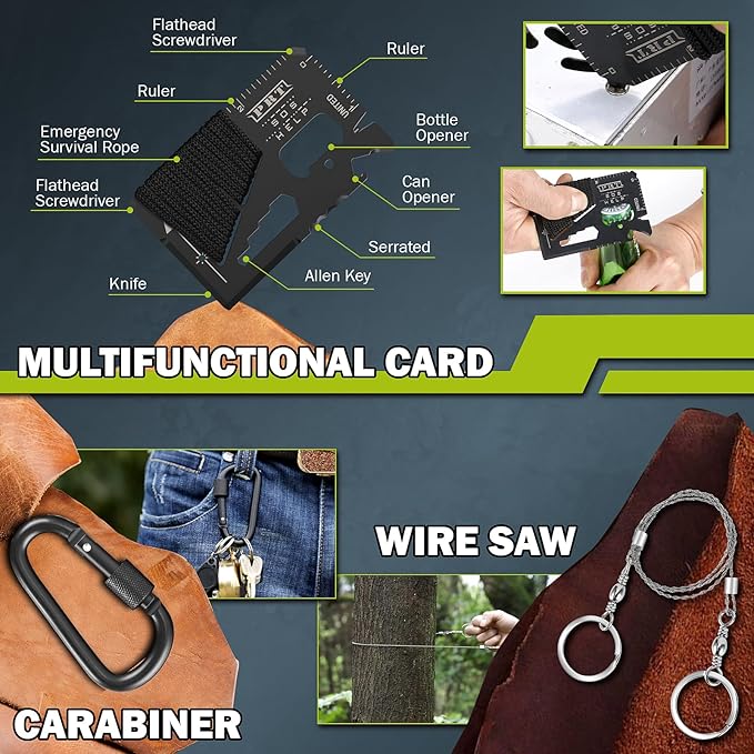 Gifts for Men Christmas Survival Kit 17 in 1, Survival Gear and Supplies for Adult Teen Men, Survival Case, 2025 Xmas Holiday Surprise Gift for Fishing Hunting Camping Outdoor Adventure