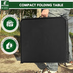 4ft Folding Table with Adjustable Height, Solid Metal Iron Top Portable Camping Table, Compact Grill Table for Outdoor Picnic, Patio, Garden, Party, Market | Great Gift for Campers, Black