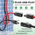 Oududianzi Solar Extension Cable 30Ft 10AWG, Solar Wire, 10 Gauge Tinned Copper PV Wire, Solar Panel Cables with Waterproof Male and Female Connectors for Home Boat RV Solar Photovoltaic Systems