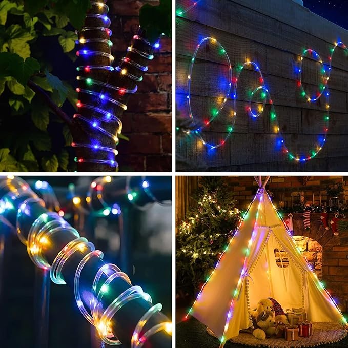 ANJAYLIA 40FT 120 LED Color Changing Rope Lights, 18 Colors Outdoor String Lights with Plug & Remote, Led Rope Lights Outdoor Waterproof, Christmas Lights for Bedroom Deck Halloween Decorations